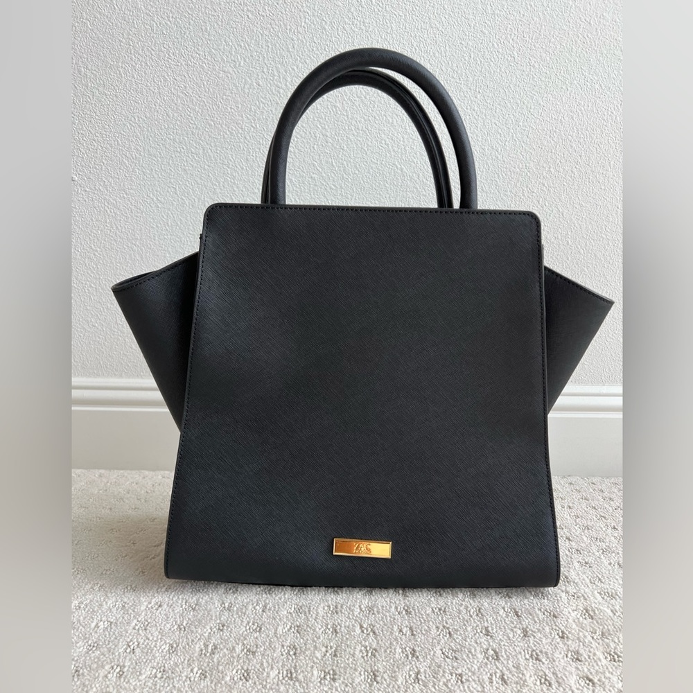 Zac Posen Saffiano Leather Black Top Handle Tote